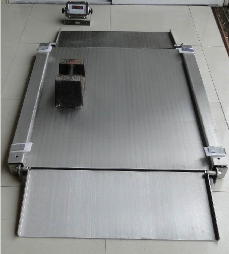 1噸超低臺(tái)面小地磅定制 1t斜坡不銹鋼平臺(tái)秤